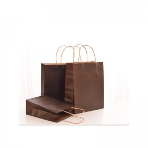 Brugerdefineret trykt hånd Shopping Brun Kraftpapirpose med håndtag